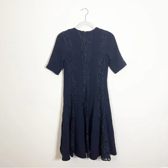 Rickie Freeman for Teri Jon Navy Blue Lace Panel A-line Knee Length Dress  Size 2 - coffeafoods.com